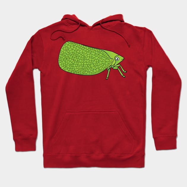 Cute green leaf hopper insect cartoon illustration Hoodie by Cartoons of fun